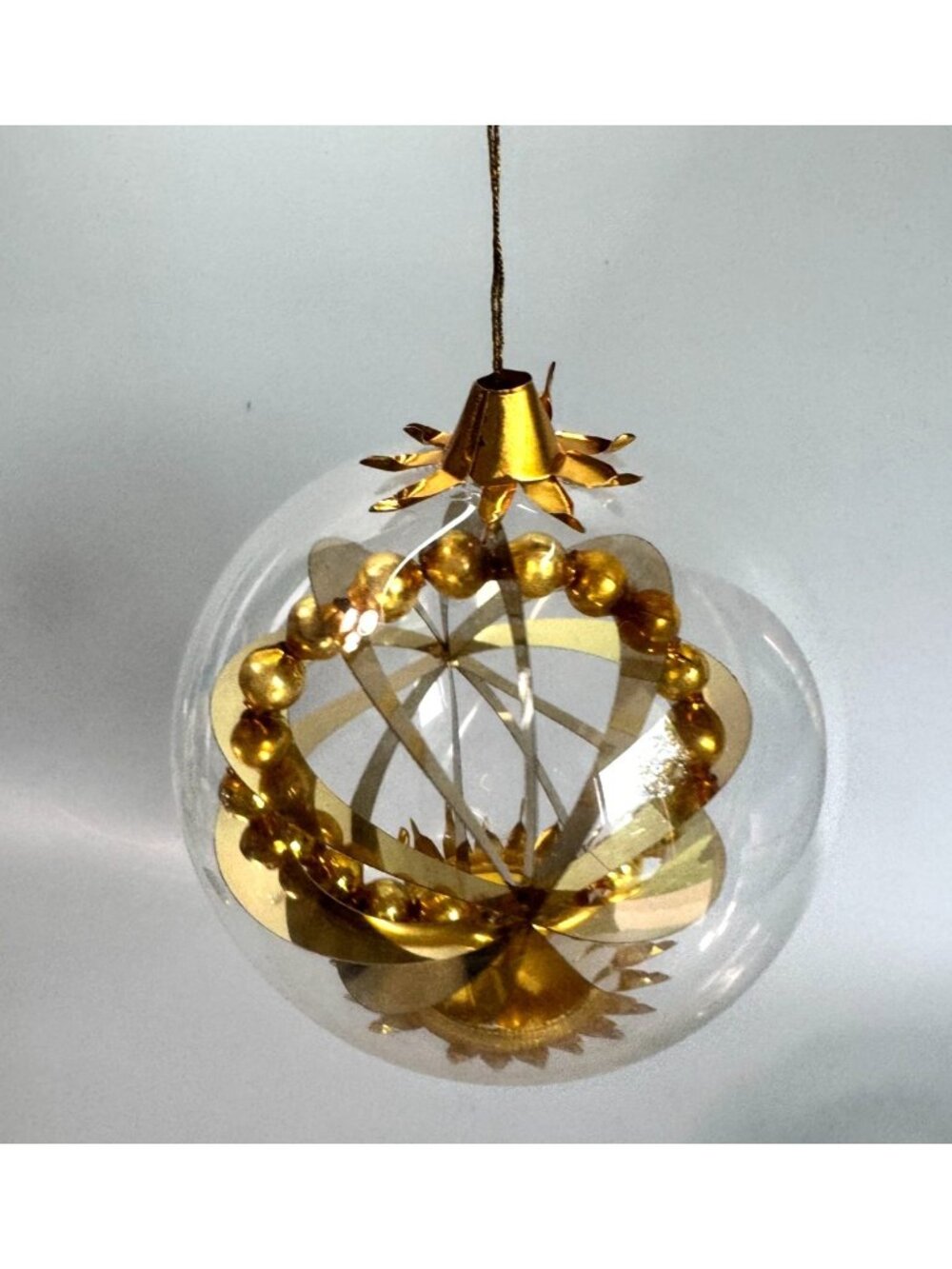 Resl Lenz Germany Glass Spinner Ornament Gold Foil Globe MCM 4 1/2" - Picture 2 of 7
